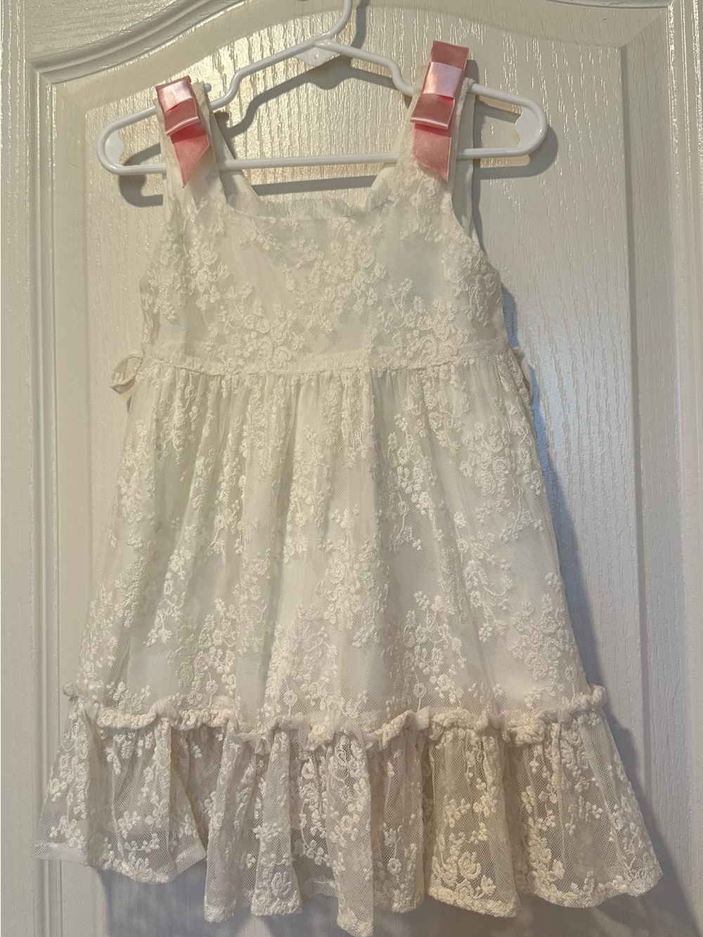 Coquelicot Ivory Lace Bow Dress 3T